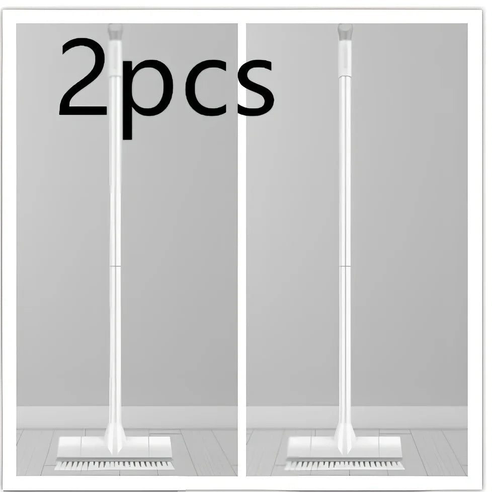 2-in-1 floor scrub brush with 120cm foldable handle, stiff PP bristles, and steel scraper in brown mailer box, 44cm folded size