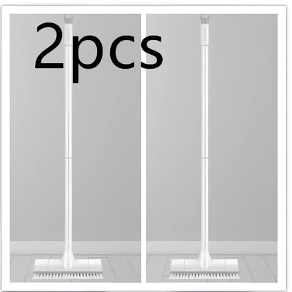 2-in-1 floor scrub brush with 120cm foldable handle, stiff PP bristles, and steel scraper in brown mailer box, 44cm folded size