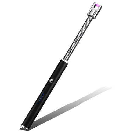 Rechargeable windproof electric lighter, 255mm zinc alloy PVD ice plated, USB charging, 360 rotation, multiple colours