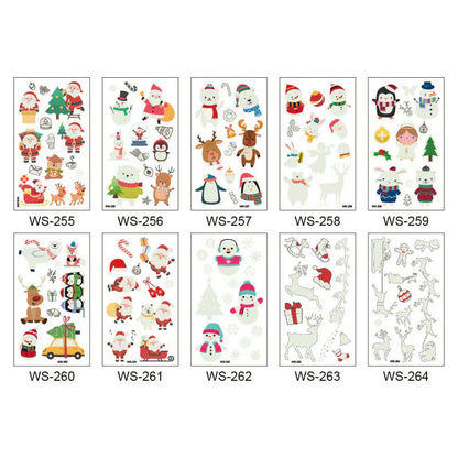 Glowing Christmas Santa Claus tattoo stickers in various festive designs