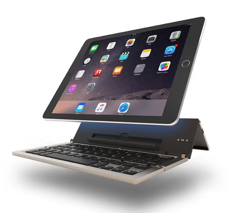 F18 three-fold folding wireless keyboard, aluminium alloy, 58 keys, folded to 22.6cm, in Golden, Grey, Rose Gold, Silvery