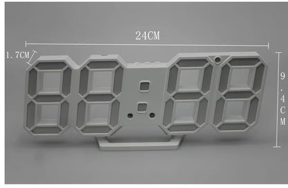 3D LED wall digital clock showing time, date and temperature with multiple colour options