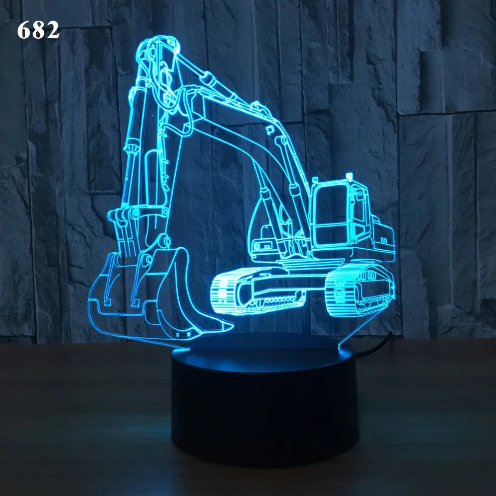 3D night light with touch control showing seven colour options and European design on 85mm base