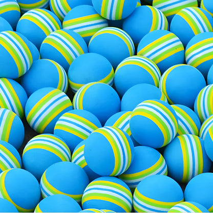 42mm EVA foam cat ball toy in yellow, red, and light blue with soft golf ball shape