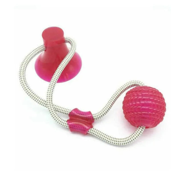 Dog biting sucker multifunction pet molar bite toy with rubber, TPR and cotton fibre rope in red, blue, green, orange or purple