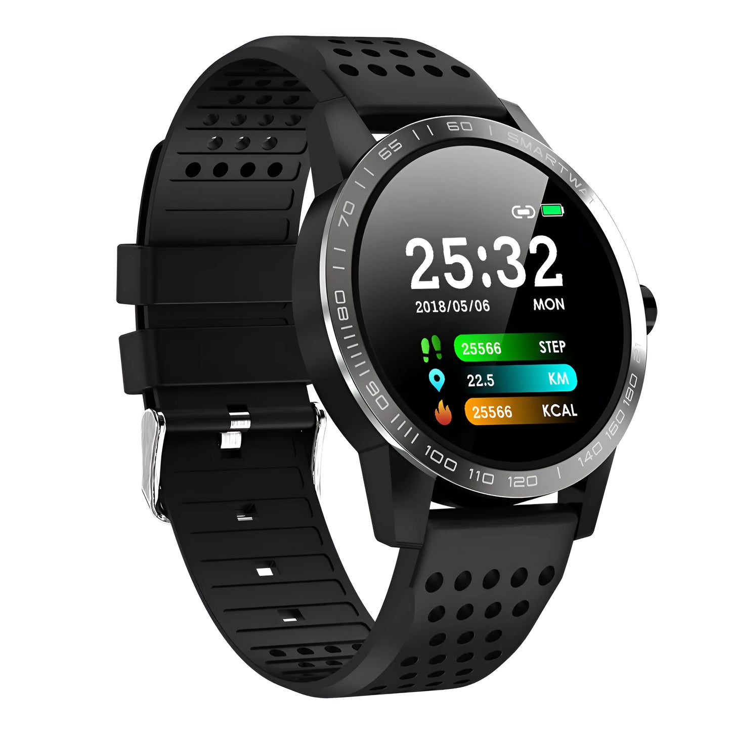 T2 smart bracelet with colour screen displaying heart rate and activity data
