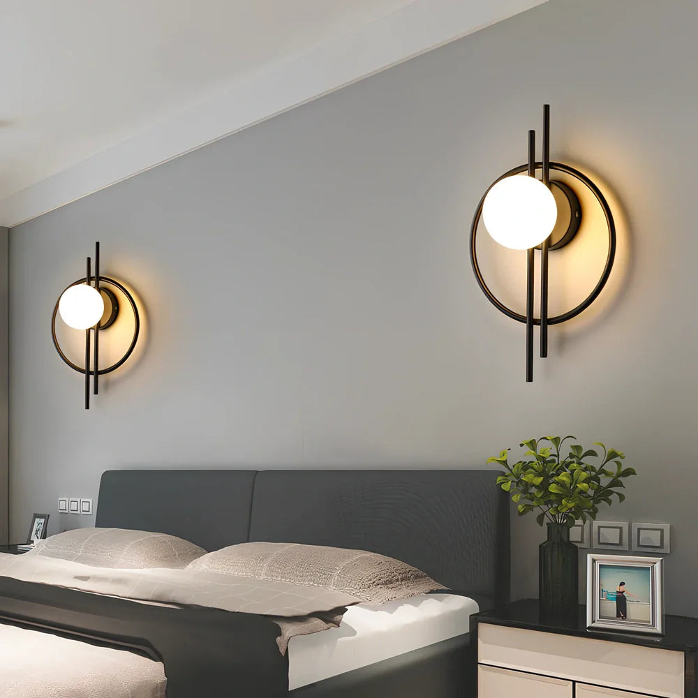 Modern iron wall lamp with three lighting modes and 50,000-hour lifespan for study and bedroom use