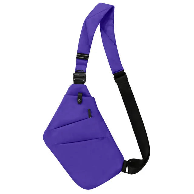Canvas chest bag 31x20x1cm, 190g, one-shoulder crossbody with anti-radiation fabric inside, smoke black or silver grey