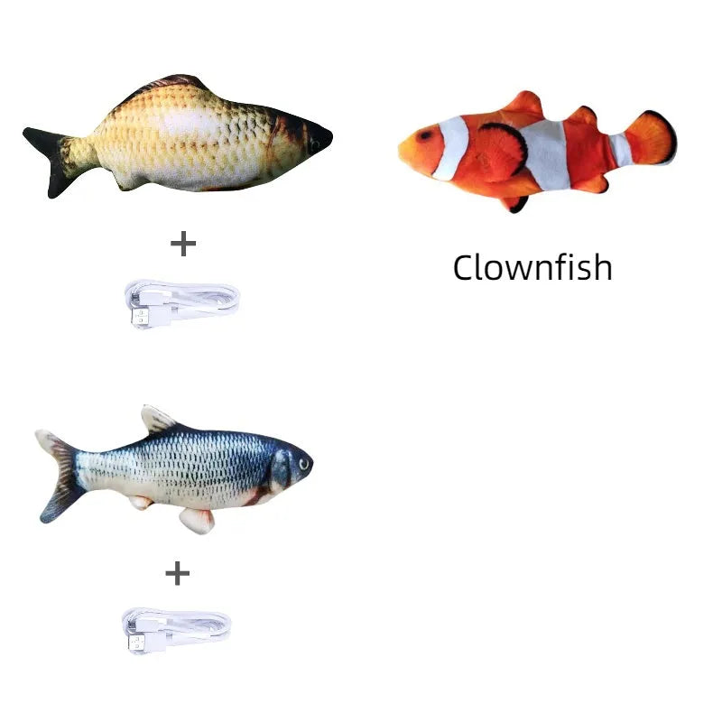 30cm multicolour electronic jumping fish cat toy with USB charging cable