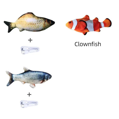 30cm multicolour electronic jumping fish cat toy with USB charging cable