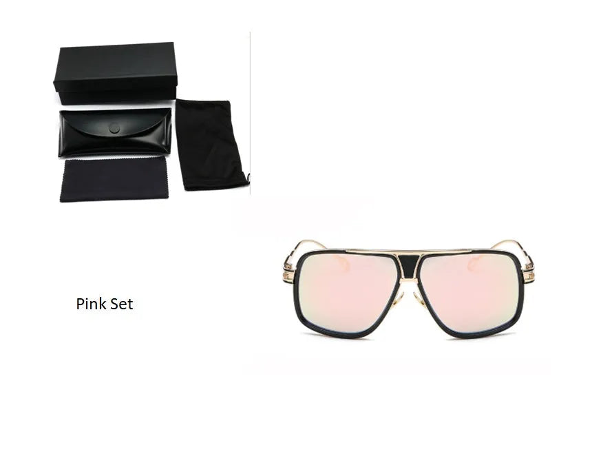 Men's square UV400 sunglasses with 59mm lens width, plastic and metal frame, goggle style