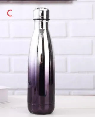 500ml stainless steel water bottle measuring 70mm wide and 265mm tall