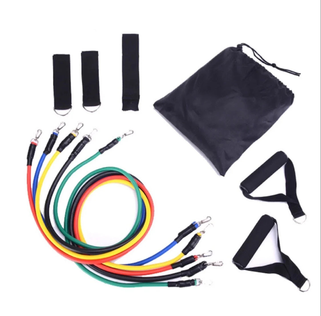 Adjustable resistance bands for full-body toning and strength training at home, featuring various resistance levels and soft foam handles