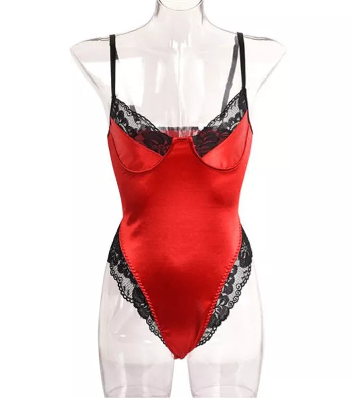 Lace bodysuit in various colours with adjustable fit for diverse body types
