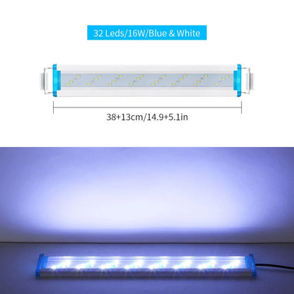 Ultra-thin PVC aquarium LED light fixture in blue and white lighting modes