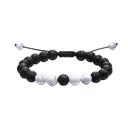 Tiger eye couple bracelets with matte black agate beads in geometric design