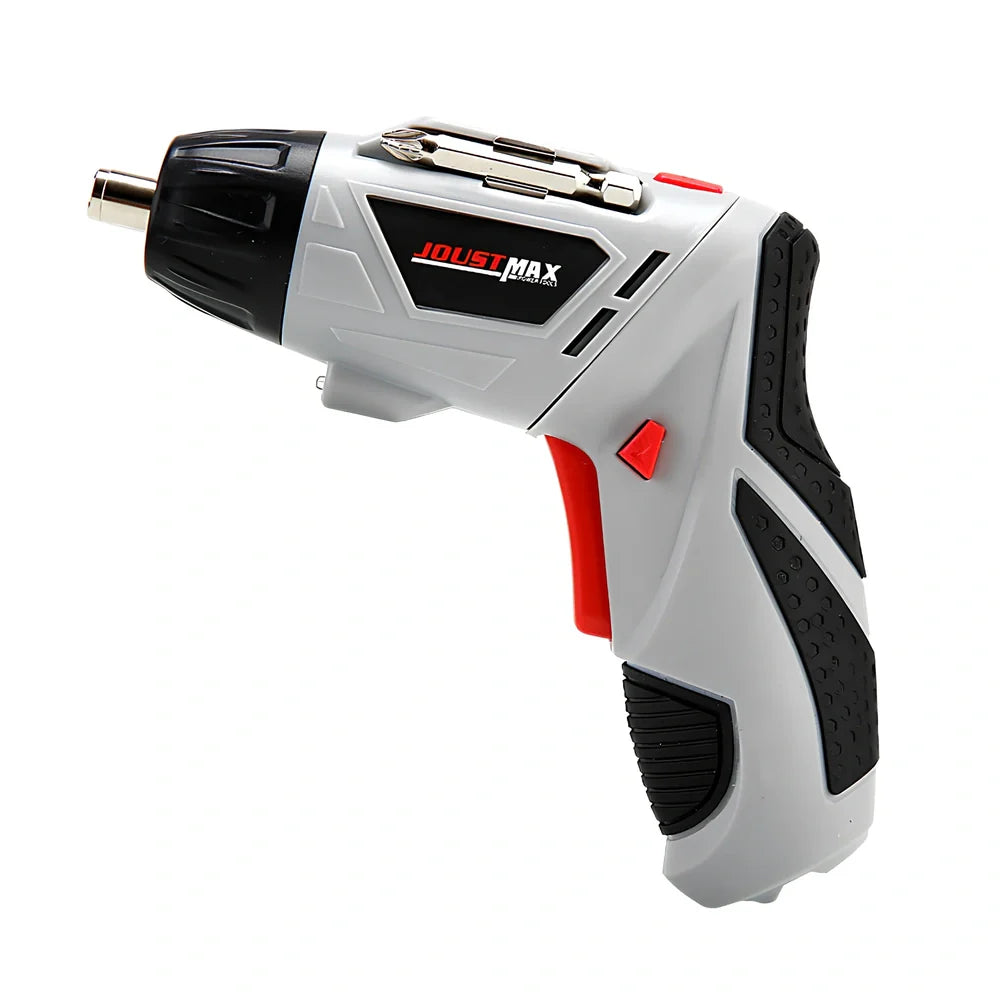 4.8V blue electric screwdriver with rotating handle and battery indicator light display