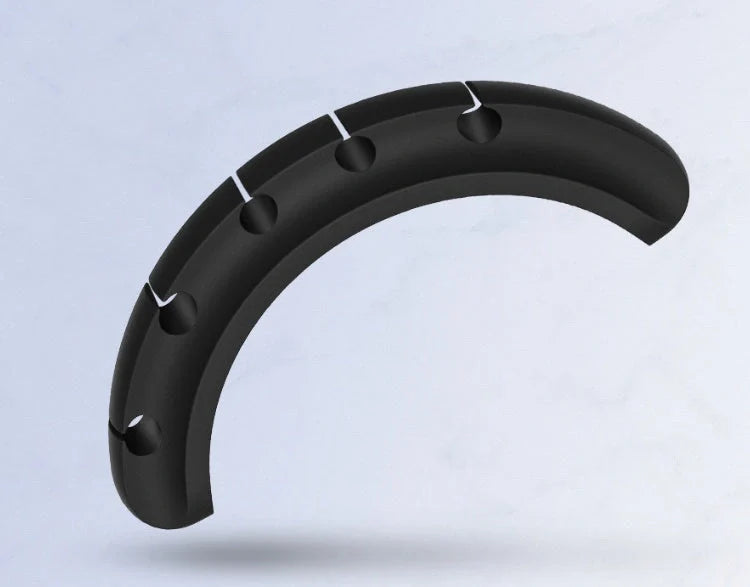 Black silicone USB cable winder for desktop cable management