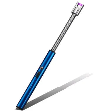 Rechargeable windproof electric lighter, 255mm zinc alloy PVD ice plated, USB charging, 360 rotation, multiple colours