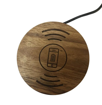 60mm round embedded wireless phone charger for furniture with USB port.