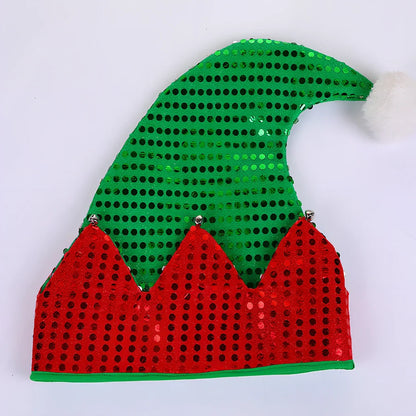 Red and green Christmas party hat made from non-woven fabric measuring 29.5cm by 29cm