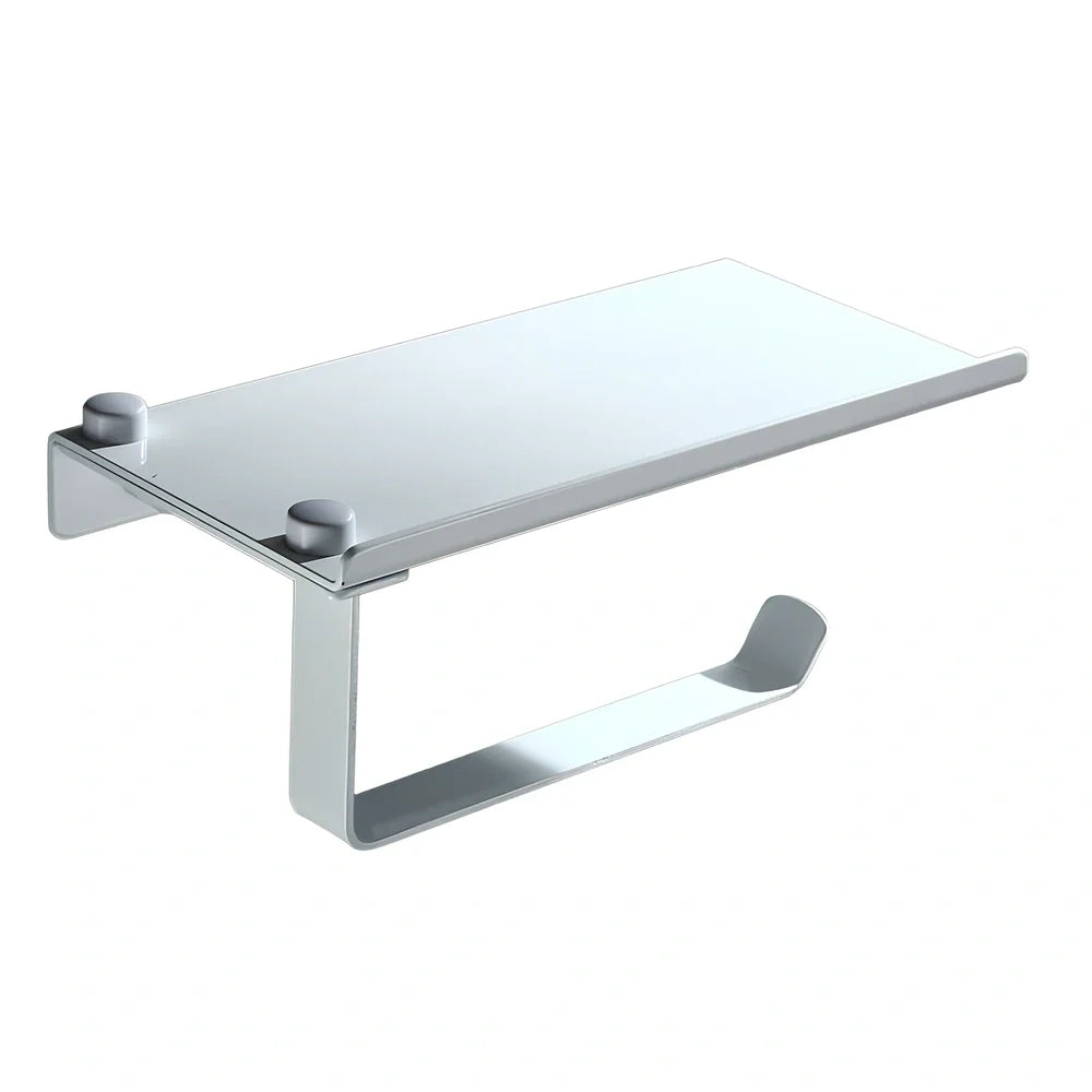 304 stainless steel towel rack with toilet paper holder and tissue box in mirror finish, 30cm wide for bathroom organisation