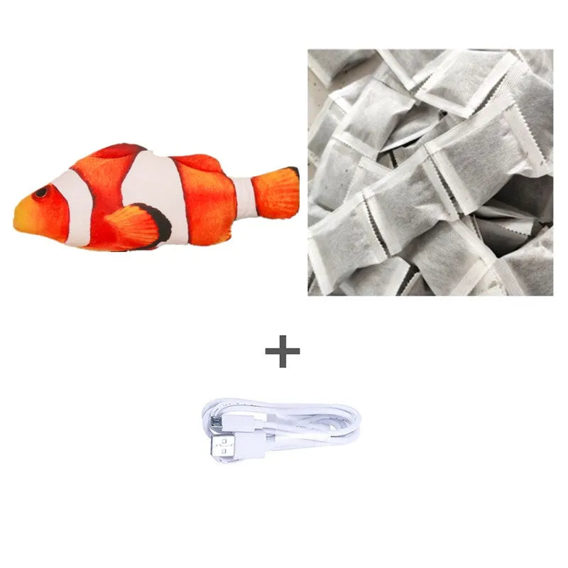 30cm multicolour electronic jumping fish cat toy with USB charging cable
