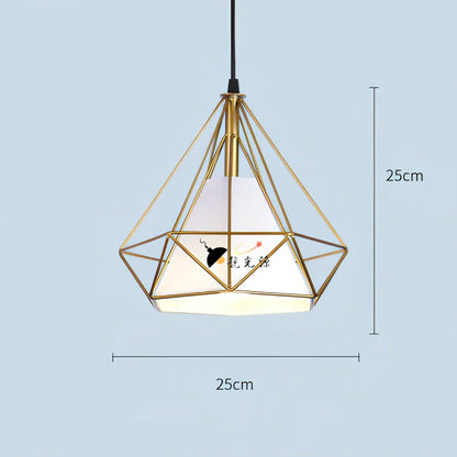 Wrought iron diamond chandelier in black, adjustable to 1.2m height for 10-15㎡ rooms with 80,000-hour LED
