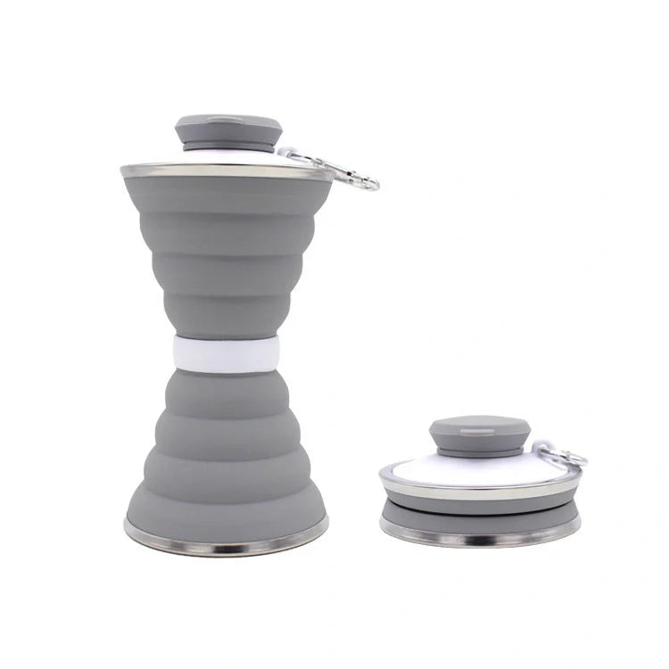 500ml foldable silicone water bottle in various colors, showcasing its compact and leak-proof design
