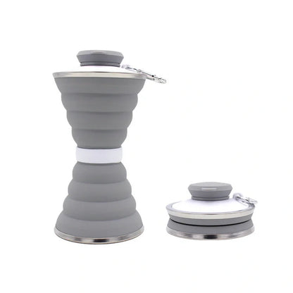 500ml foldable silicone water bottle in various colors, showcasing its compact and leak-proof design