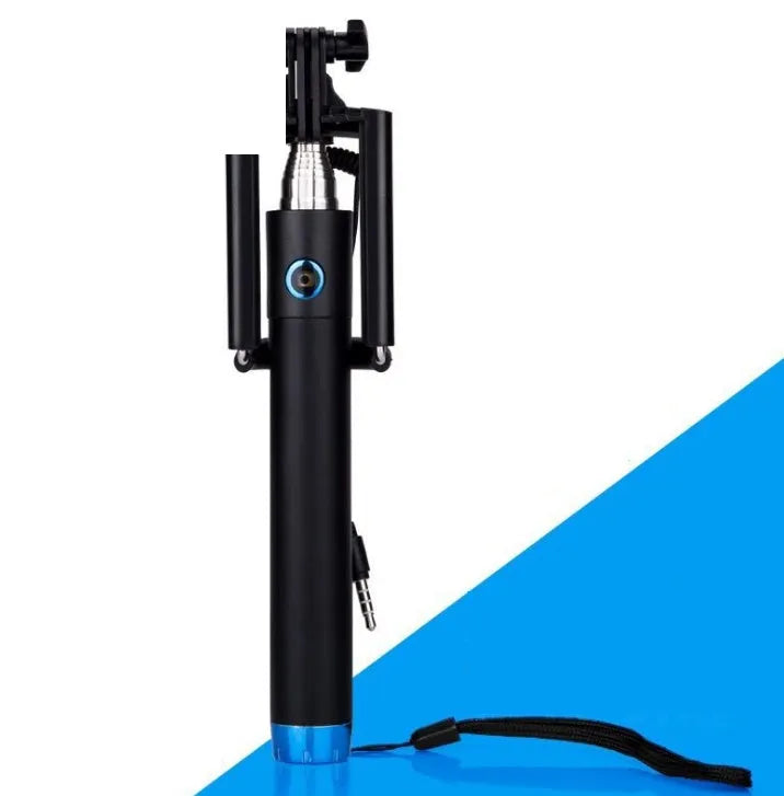 Telescopic aluminium alloy self-timer rod with line control mechanism