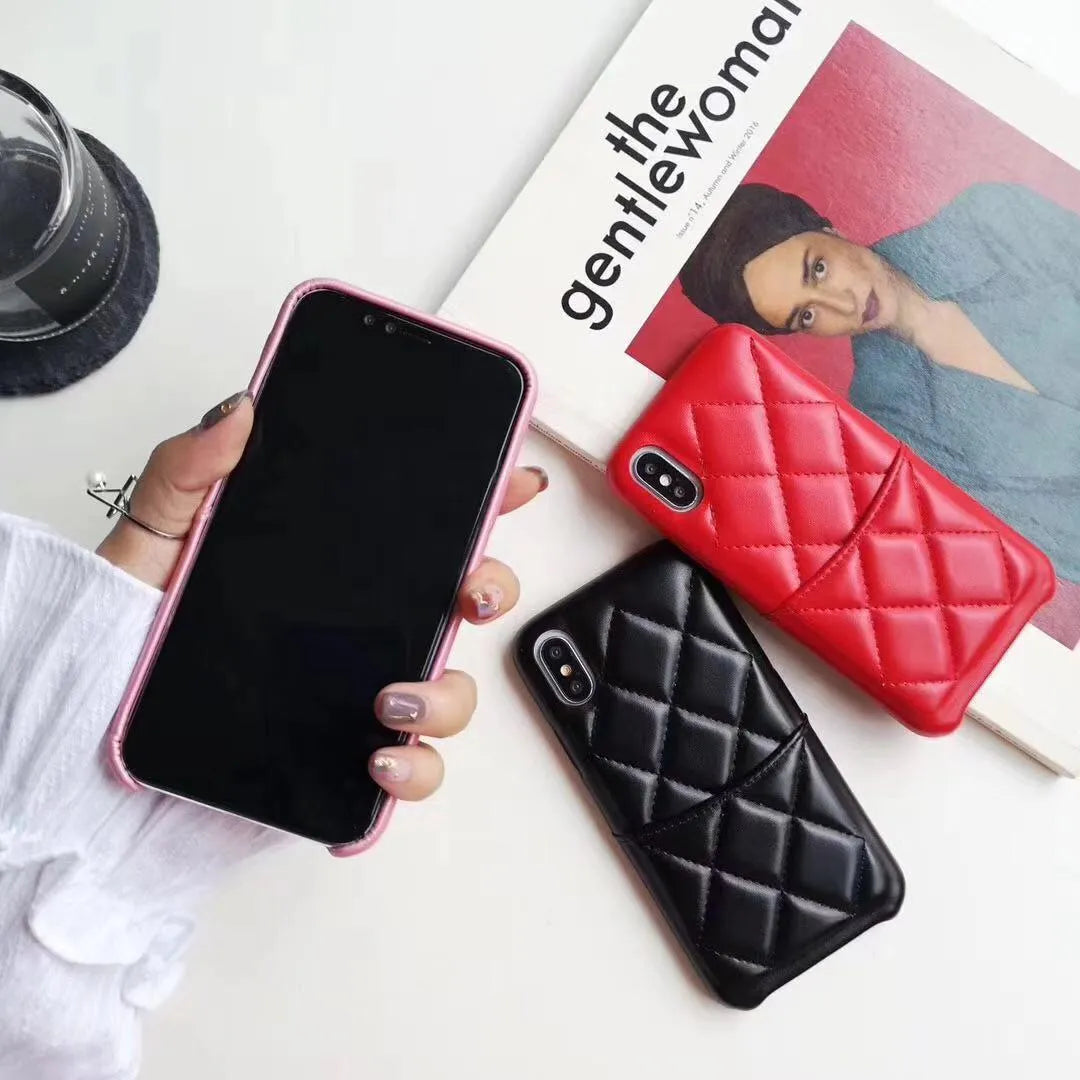 Genuine leather iPhone case for XS Max XR 8 7 models in black pink red colours