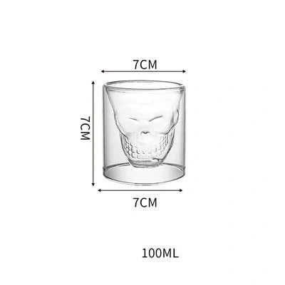 3D double-layer panda cup with skull design for wine, featuring inner Christmas tree pattern