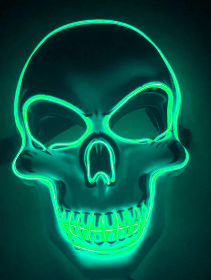 Realistic LED Skeleton Mask with customizable glow-in-the-dark lighting effects for Halloween, parties, and more