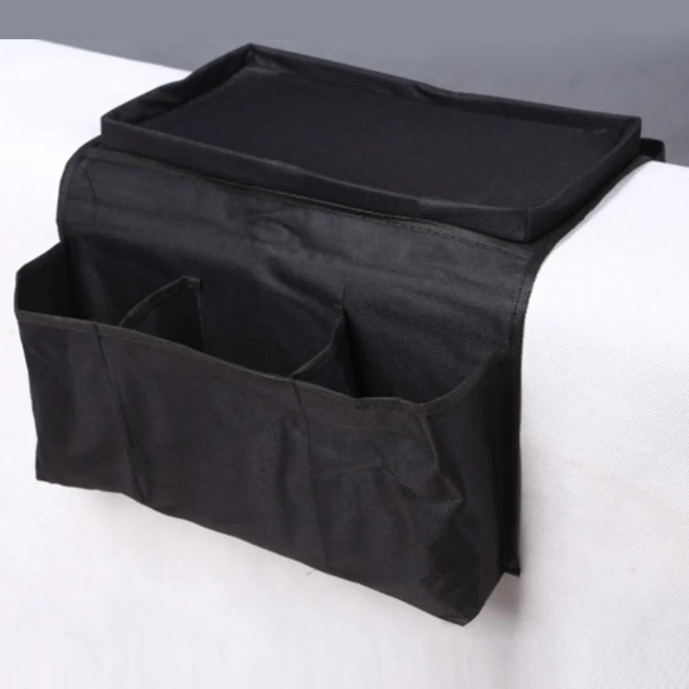 Oxford fabric sofa armrest organizer with multiple pockets for remote controls and magazines