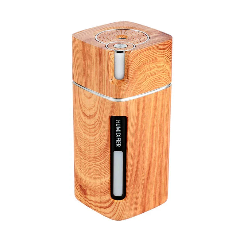 Elegant wood grain ultrasonic air humidifier with aroma diffuser, creating a soothing and relaxing atmosphere in the home