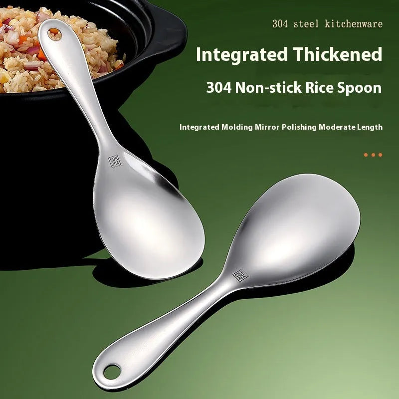304 stainless steel meal spoon for household or catering use, portable stainless steel cutlery with thick spoon head for daily meals, solid-colour burnished finish, simple style adult cutlery spoon.