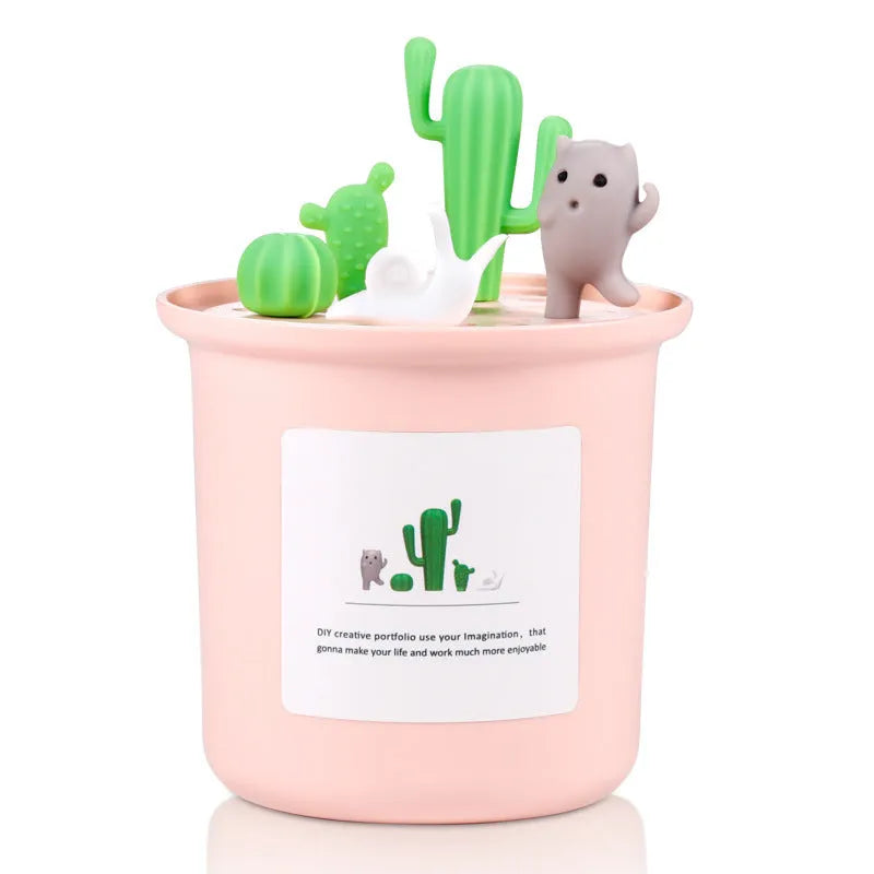 Vase-shaped pet humidifier in pink, grey, or white with 1L water tank and mechanical controls