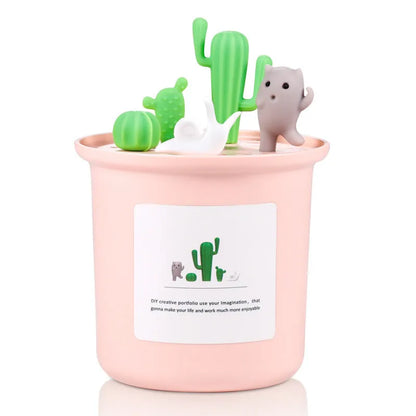 Vase-shaped pet humidifier in pink, grey, or white with 1L water tank and mechanical controls