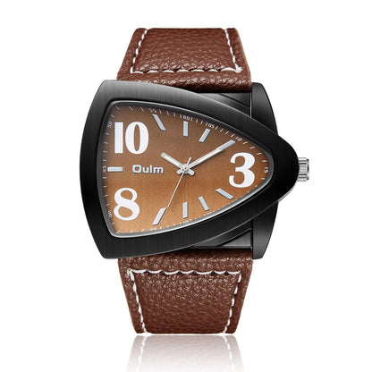 Men's casual wristwatch with a triangular link metal belt and a 9mm thick case
