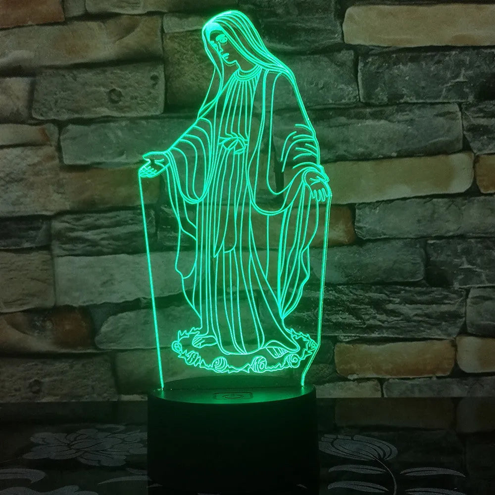3D LED night light with laser-engraved acrylic showing stereoscopic dual ring patterns