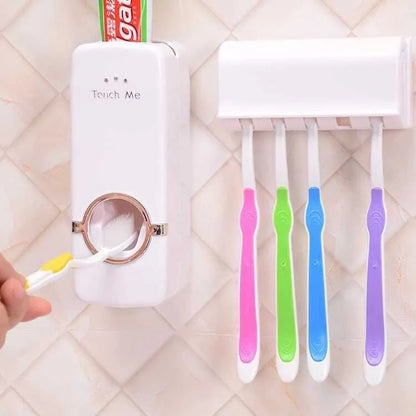 White bathroom accessories set with toothbrush holder for smooth surface installation