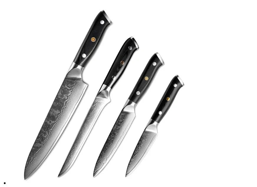 Premium Japanese Damascus steel kitchen knife set for professional and home use