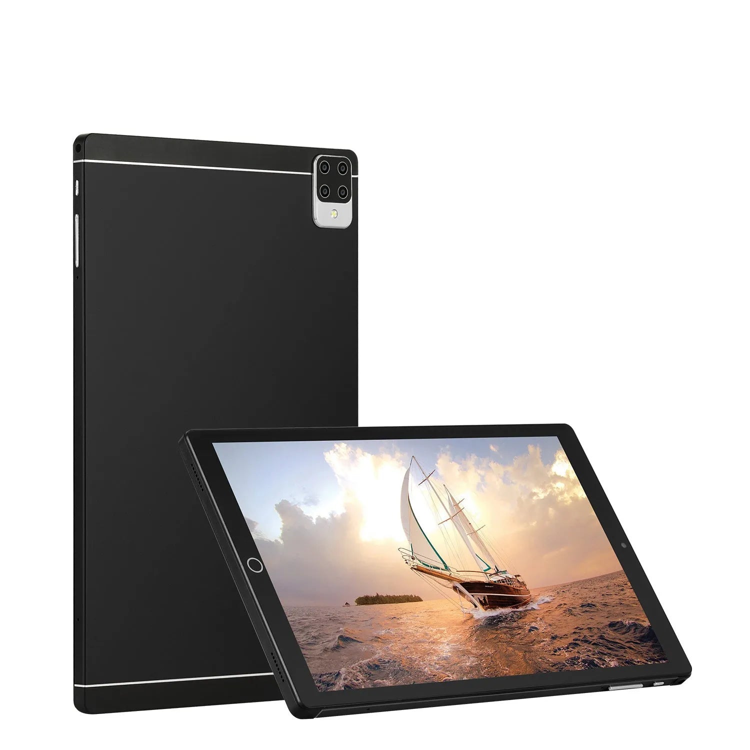 11.6-inch Android 15 tablet in green colour showing home screen interface with dual SIM and GPS features