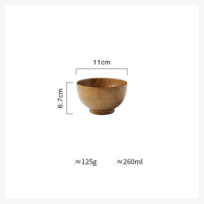 Handcrafted Japanese style wooden bowls for rice, soup, and salad