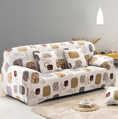 Elastic sofa cover in navy blue with high-density fabric for stain protection
