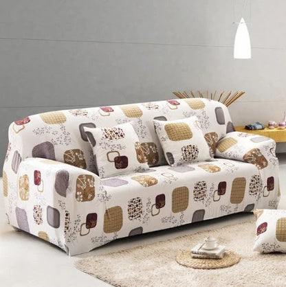 Elastic sofa cover in navy blue with high-density fabric for stain protection