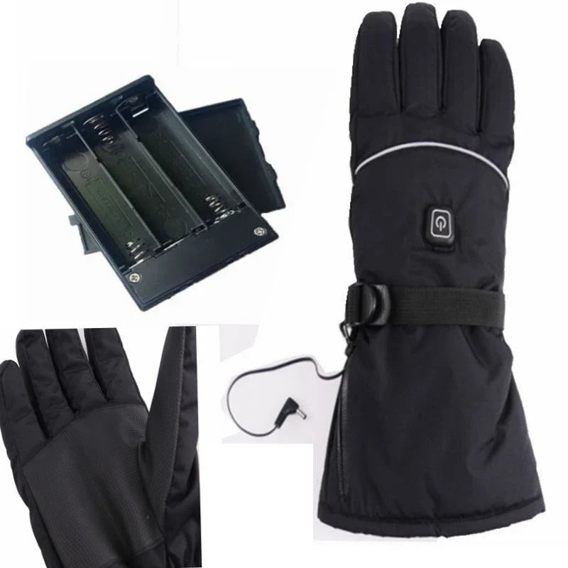 Three-Stage Temperature Regulating Electric Heating Gloves with PU leather palm, velvet lining, and discreet battery compartment
