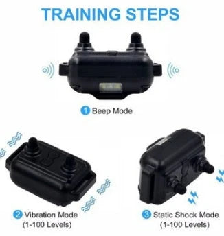 Electric dog training collar with remote control, adjustable levels, and waterproof design