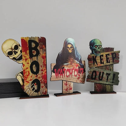 Wooden European style retro creative Halloween tabletop ornament decoration